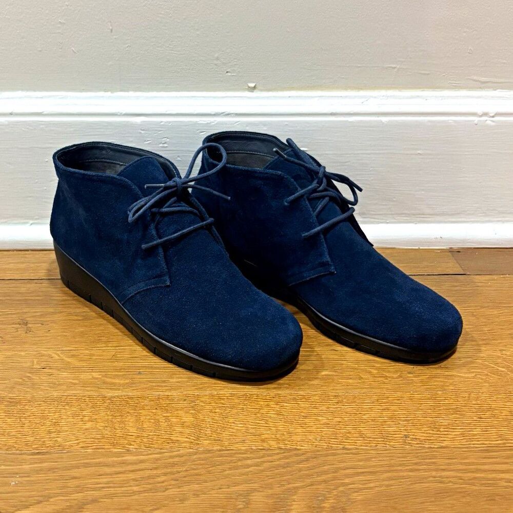 Aerosoles Landlock Blue Leather Chukka Lace-Up Ankle Boots Womens 8.5M